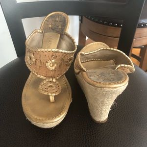 Jack Rogers Cork & Gold Wedges